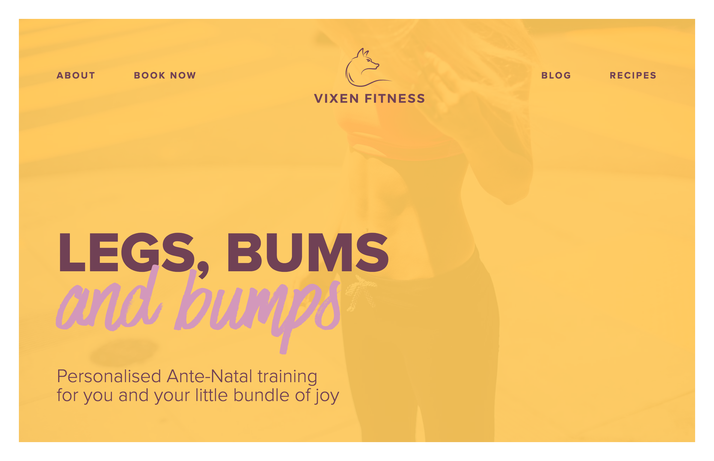 A screenshot of the ante-natal training page on vixenfitness.com