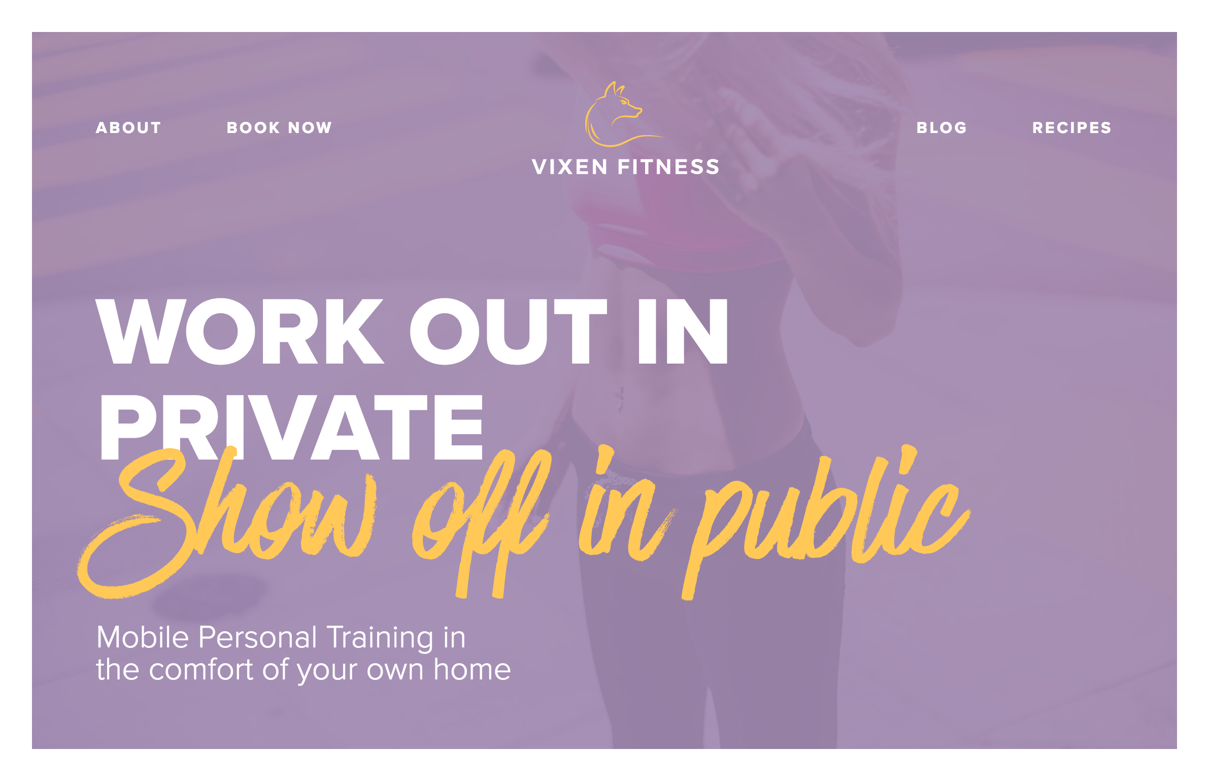 A screenshot of the mobile personal training page on vixenfitness.com