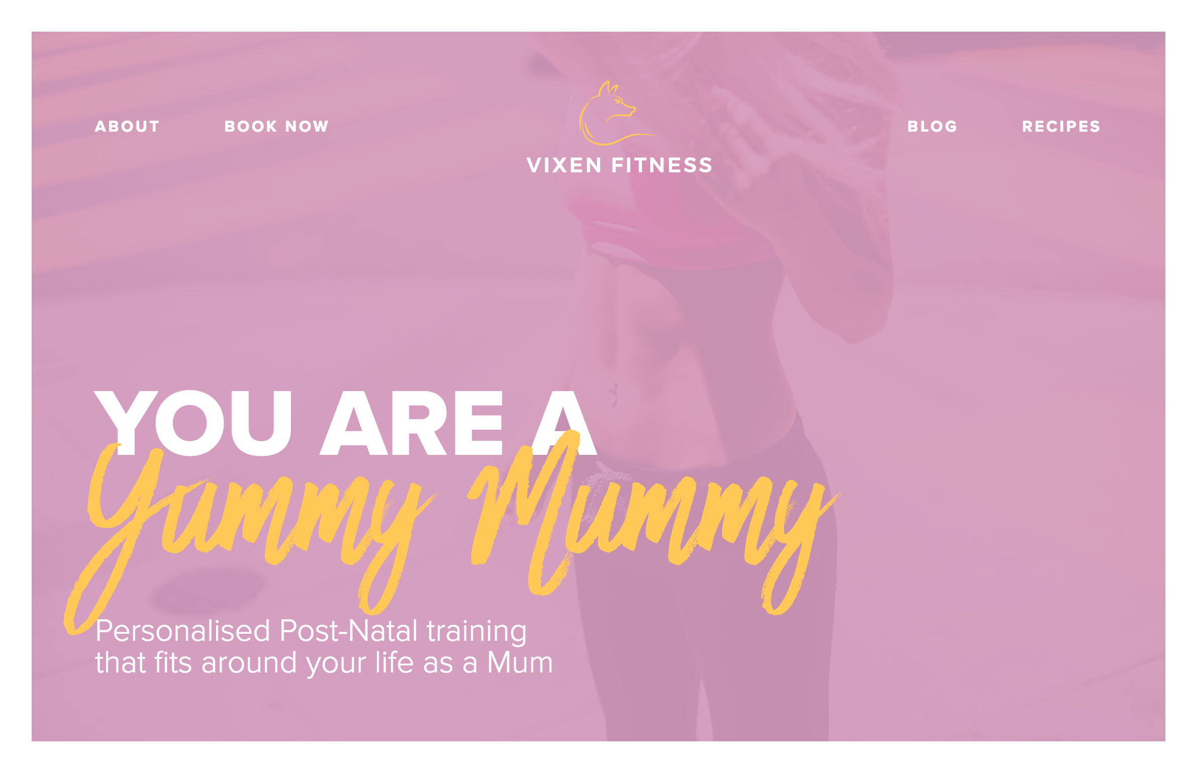 A screenshot of the post-natal training page on vixenfitness.com