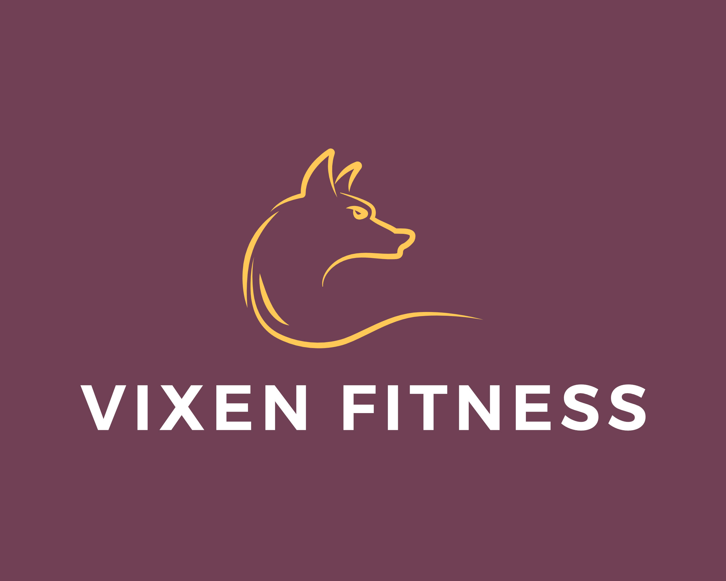 The Vixen Fitness logo on a plum background