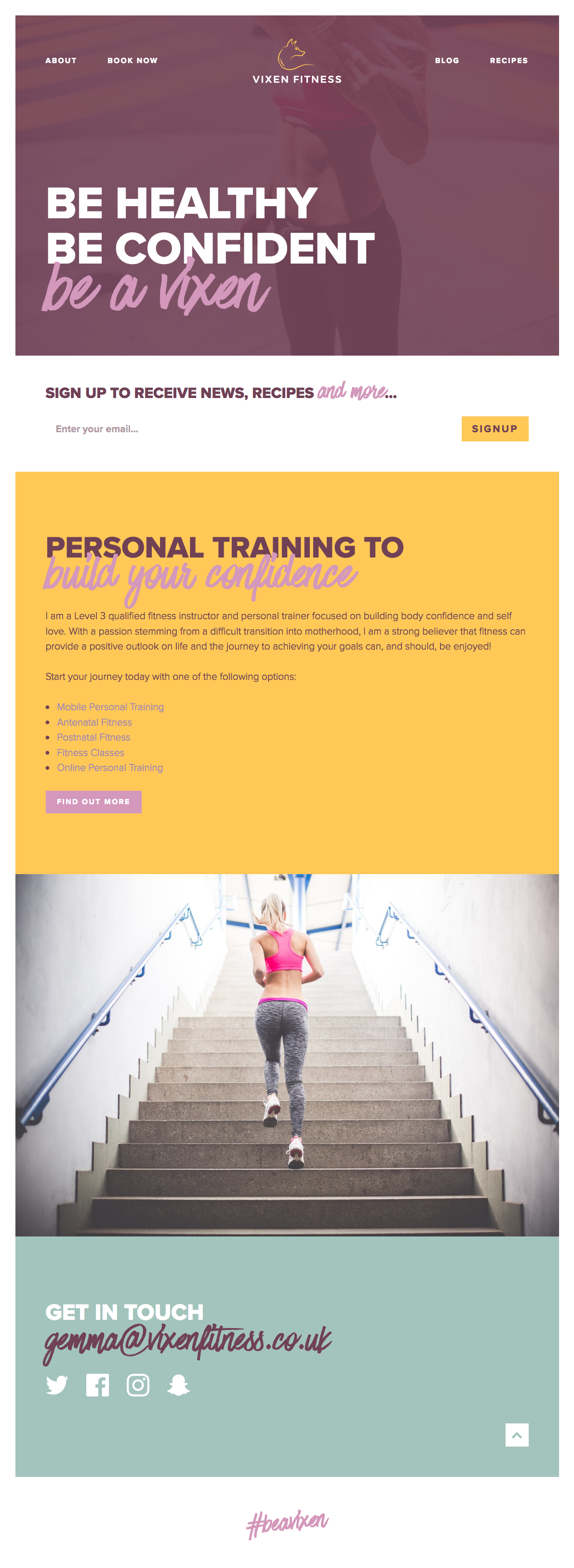 The homepage of vixenfitness.com